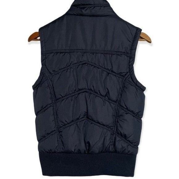 Aeropostale · Medium Junior · Quilted Puffy Vest · Plaid-Lined Snap Closure Navy - Picture 3 of 10